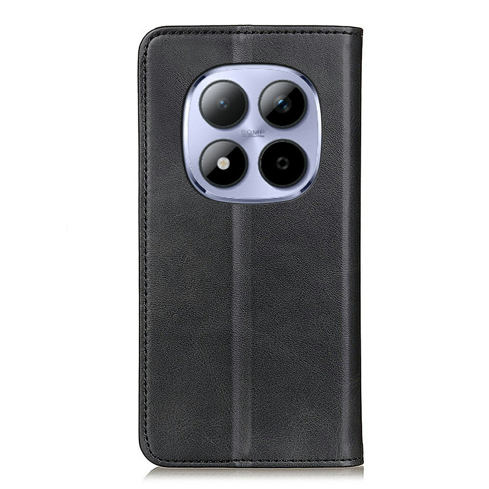 For Xiaomi Redmi Note 15 Pro 4G (Global) Case Cowhide Texture Split Leather Flip Wallet Phone Cover - Black