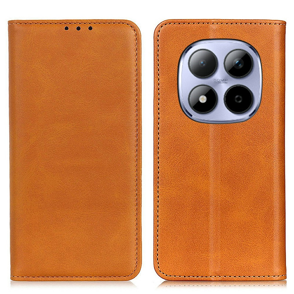 For Xiaomi Redmi Note 15 Pro 4G (Global) Case Cowhide Texture Split Leather Flip Wallet Phone Cover - Brown
