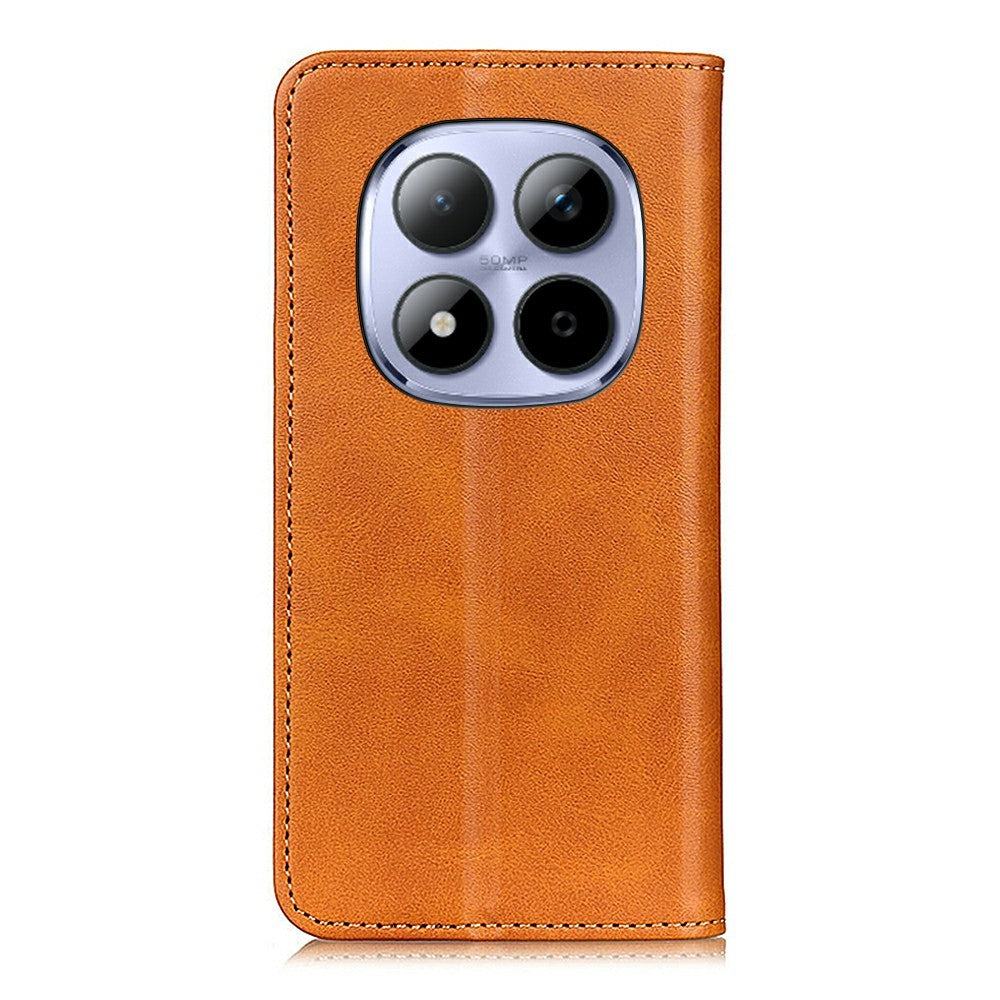 For Xiaomi Redmi Note 15 Pro 4G (Global) Case Cowhide Texture Split Leather Flip Wallet Phone Cover - Brown