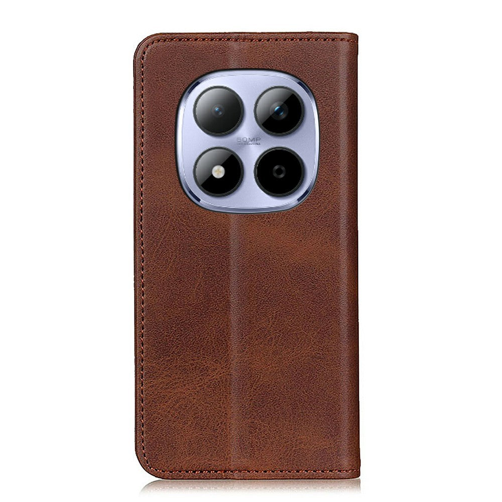 For Xiaomi Redmi Note 15 Pro 4G (Global) Case Cowhide Texture Split Leather Flip Wallet Phone Cover - Coffee