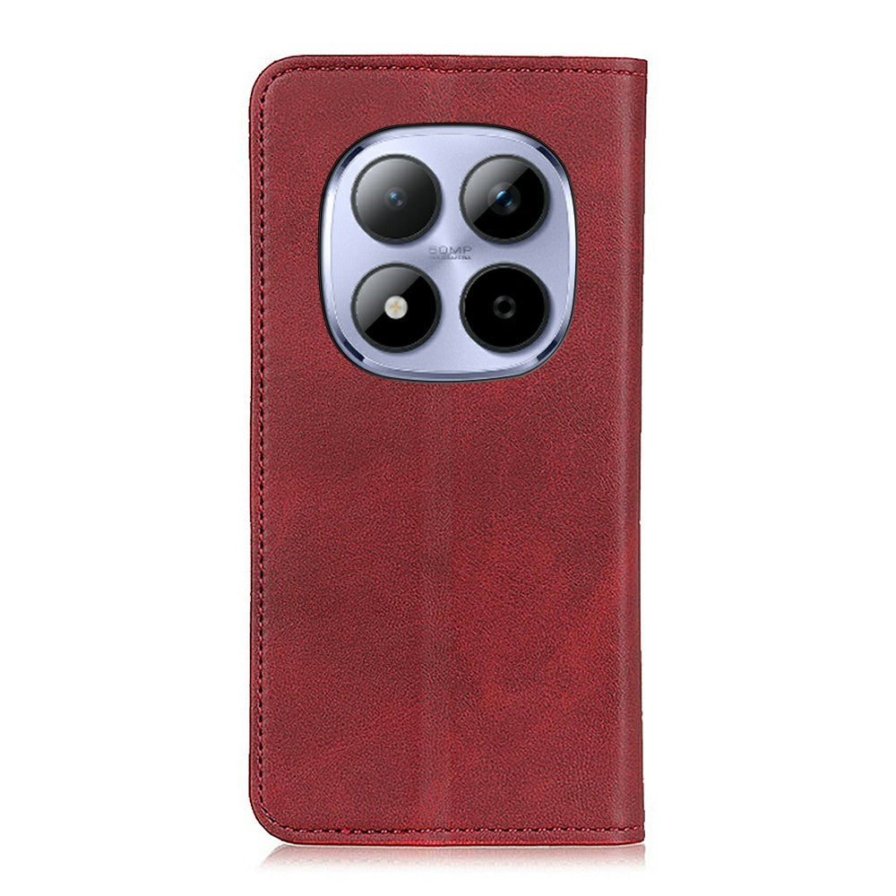 For Xiaomi Redmi Note 15 Pro 4G (Global) Case Cowhide Texture Split Leather Flip Wallet Phone Cover - Red