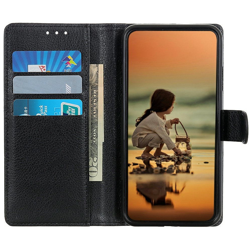 For Xiaomi Redmi Note 15 Pro 4G (Global) Wallet Case PU Leather Phone Cover Litchi Texture - Black