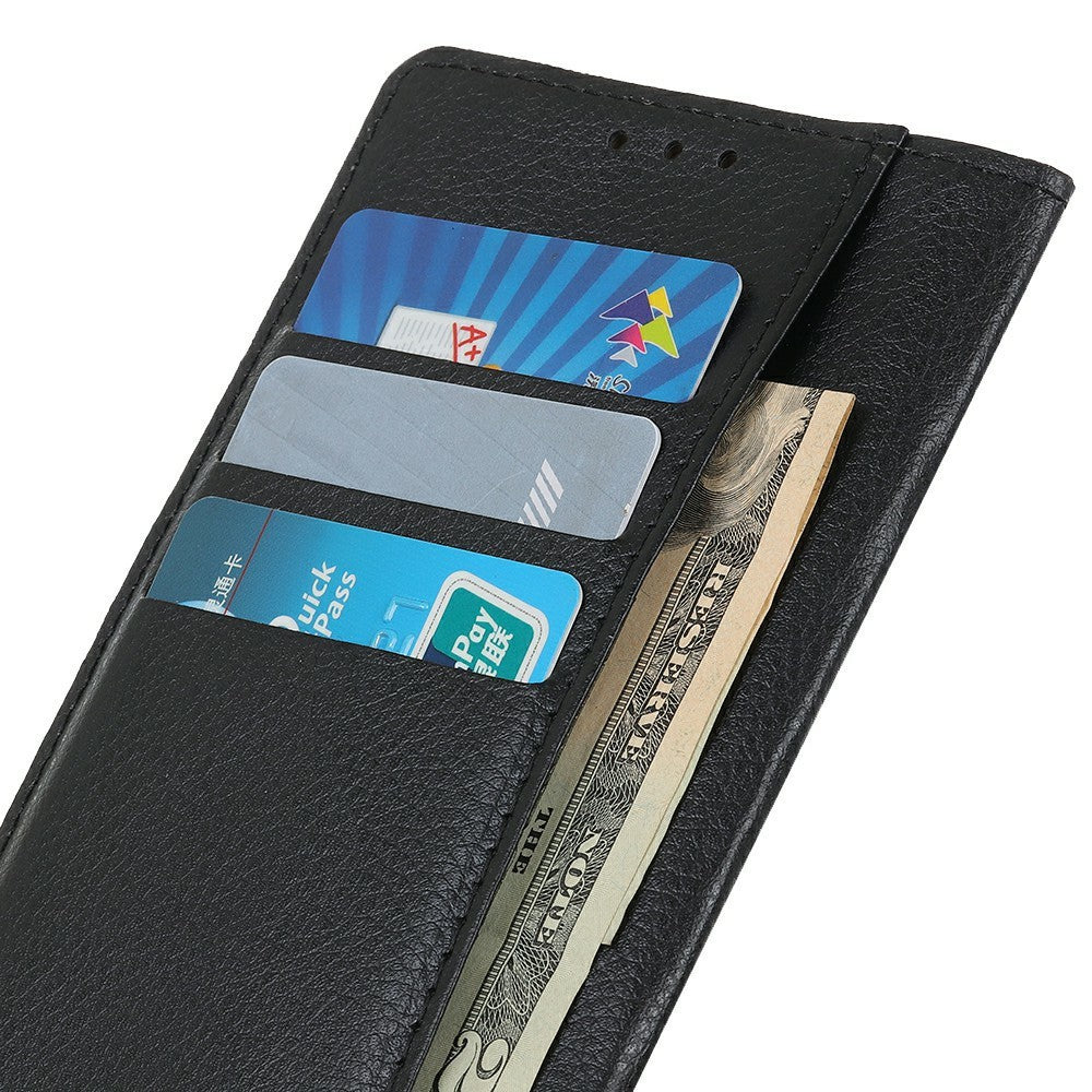 For Xiaomi Redmi Note 15 Pro 4G (Global) Wallet Case PU Leather Phone Cover Litchi Texture - Black