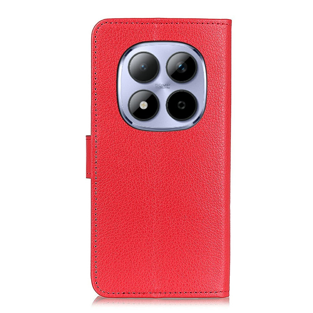 For Xiaomi Redmi Note 15 Pro 4G (Global) Wallet Case PU Leather Phone Cover Litchi Texture - Red
