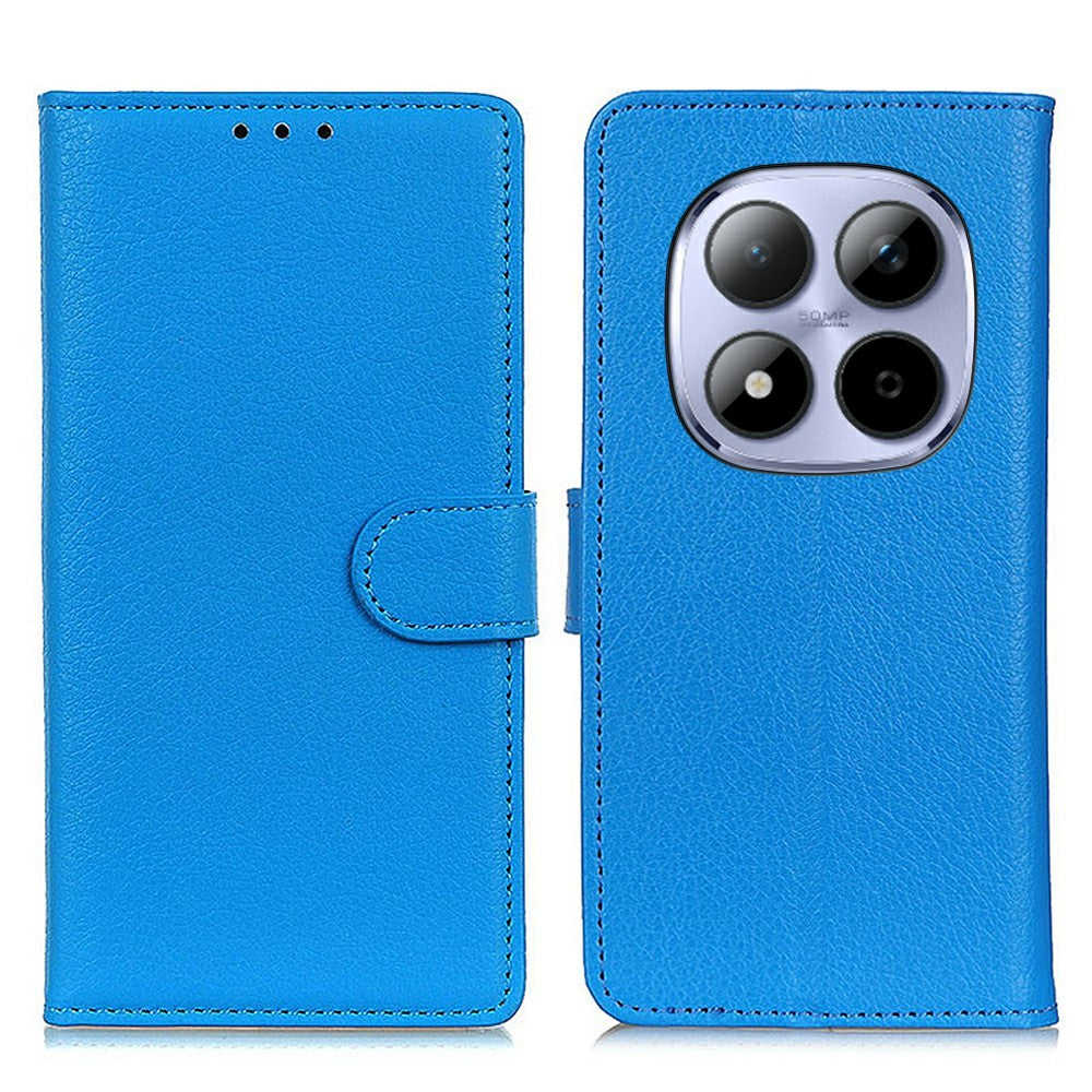 For Xiaomi Redmi Note 15 Pro 4G (Global) Wallet Case PU Leather Phone Cover Litchi Texture - Blue