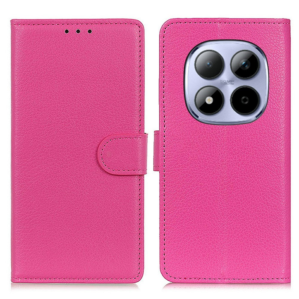 For Xiaomi Redmi Note 15 Pro 4G (Global) Wallet Case PU Leather Phone Cover Litchi Texture - Rose