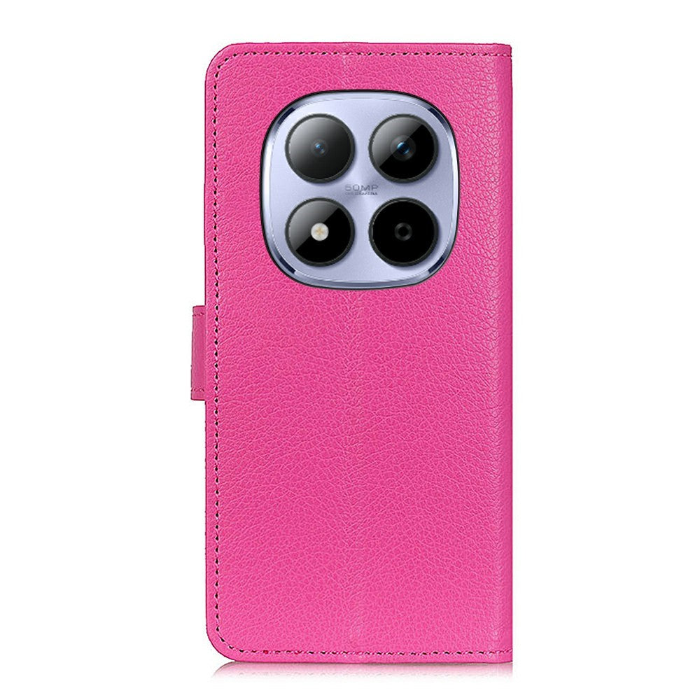 For Xiaomi Redmi Note 15 Pro 4G (Global) Wallet Case PU Leather Phone Cover Litchi Texture - Rose
