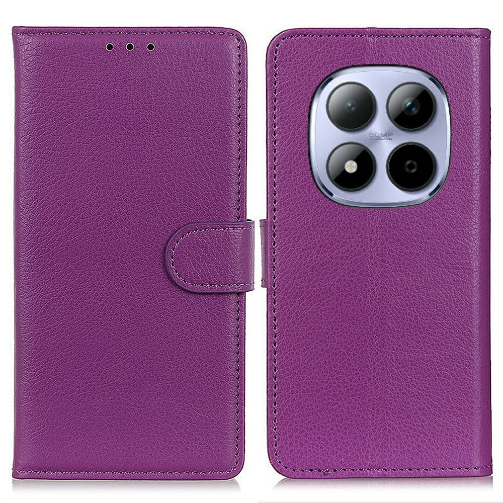 For Xiaomi Redmi Note 15 Pro 4G (Global) Wallet Case PU Leather Phone Cover Litchi Texture - Purple