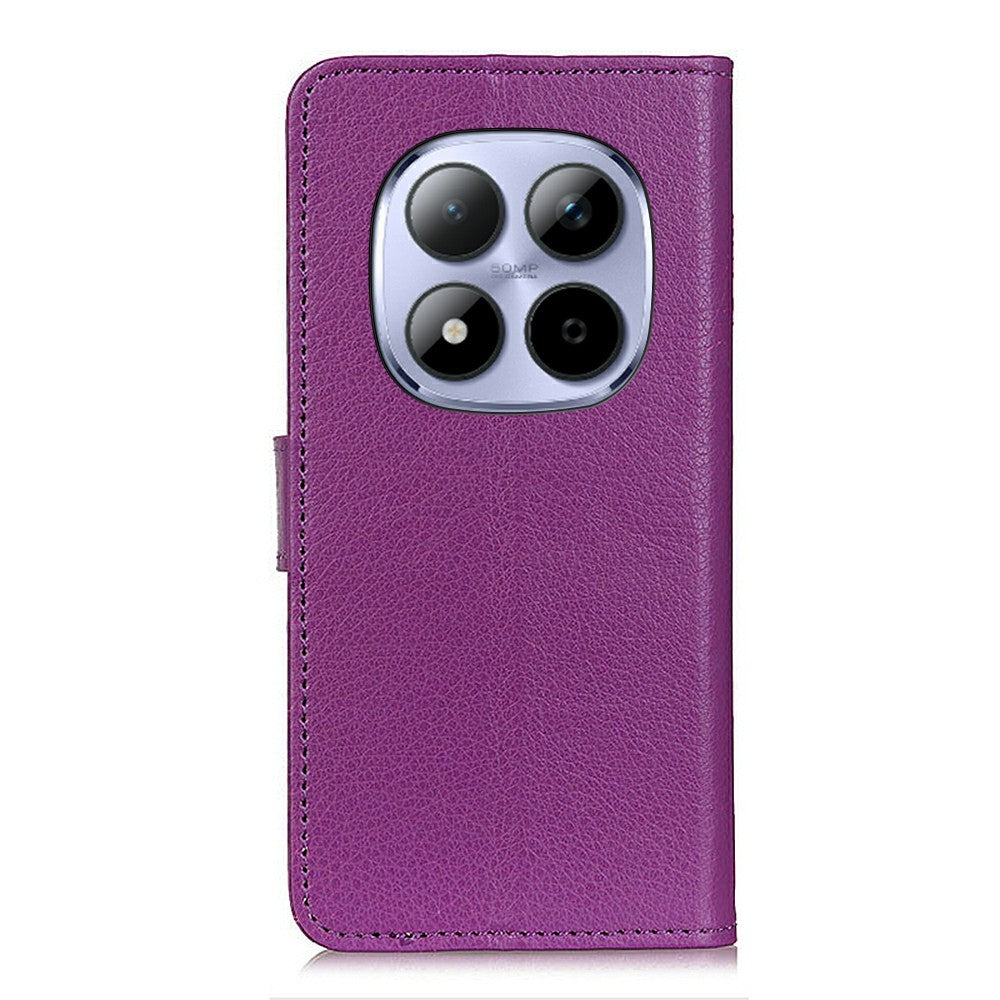 For Xiaomi Redmi Note 15 Pro 4G (Global) Wallet Case PU Leather Phone Cover Litchi Texture - Purple