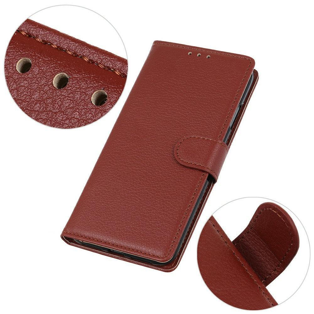 For Xiaomi Redmi Note 15 Pro 4G (Global) Wallet Case PU Leather Phone Cover Litchi Texture - Brown