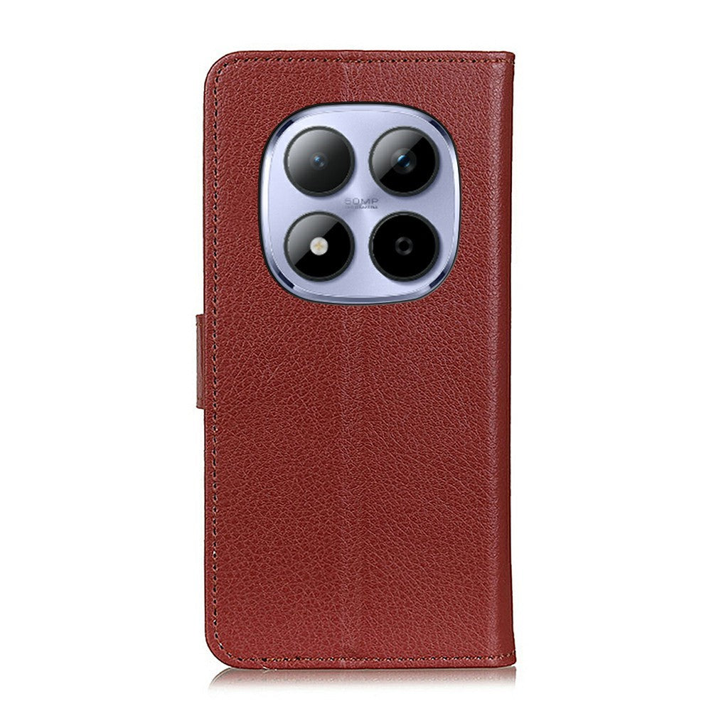 For Xiaomi Redmi Note 15 Pro 4G (Global) Wallet Case PU Leather Phone Cover Litchi Texture - Brown
