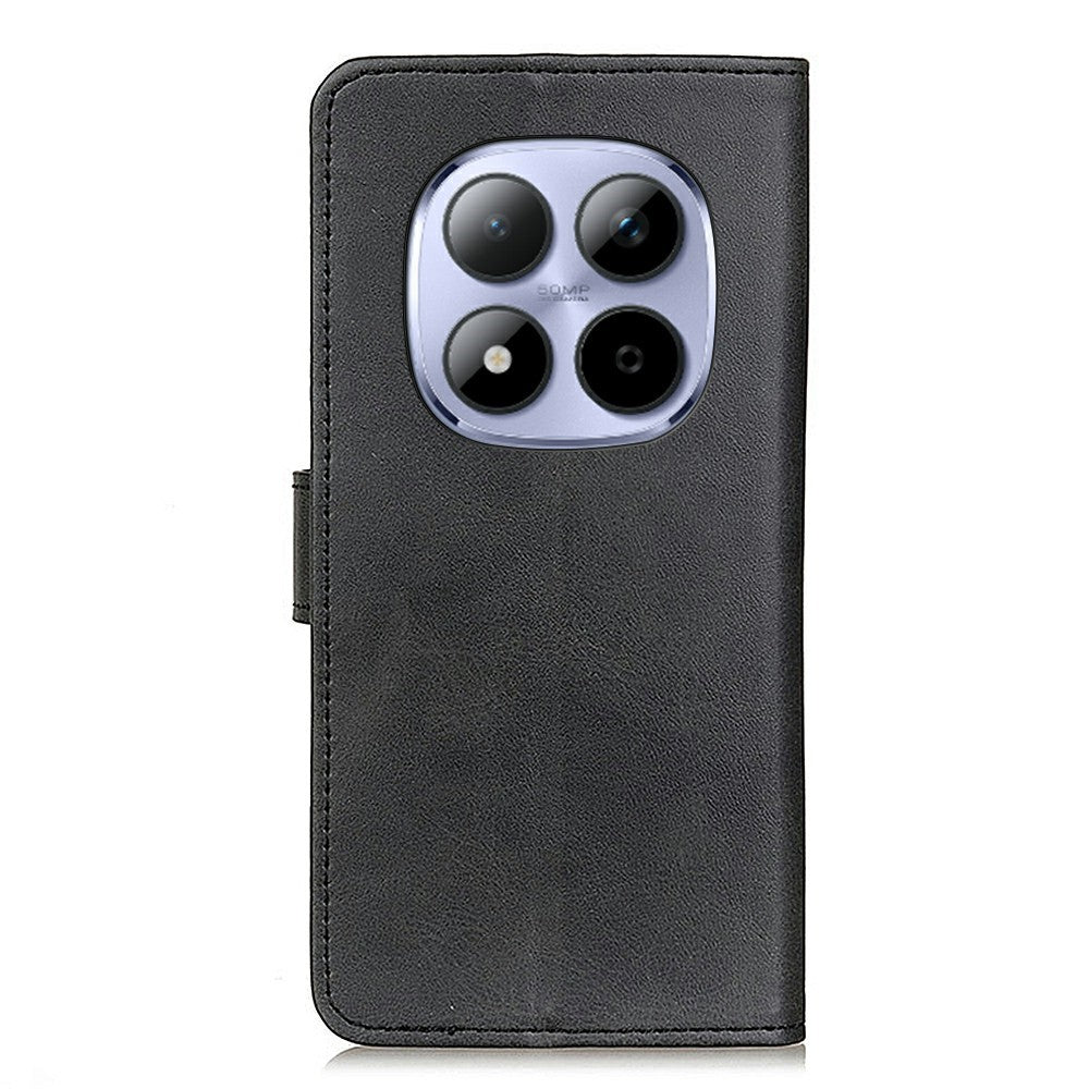 For Xiaomi Redmi Note 15 Pro 4G (Global) Case Cowhide Texture Leather Wallet Stand Phone Cover - Black