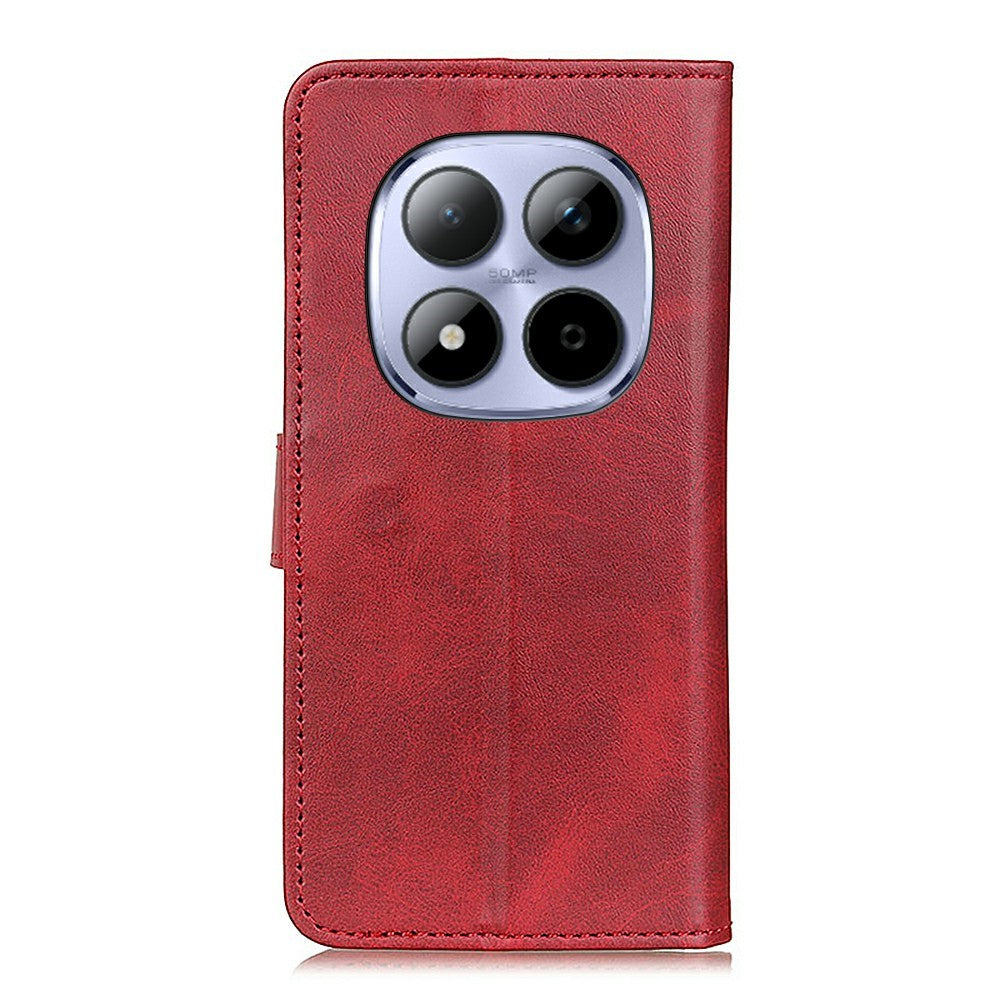 For Xiaomi Redmi Note 15 Pro 4G (Global) Case Cowhide Texture Leather Wallet Stand Phone Cover - Red