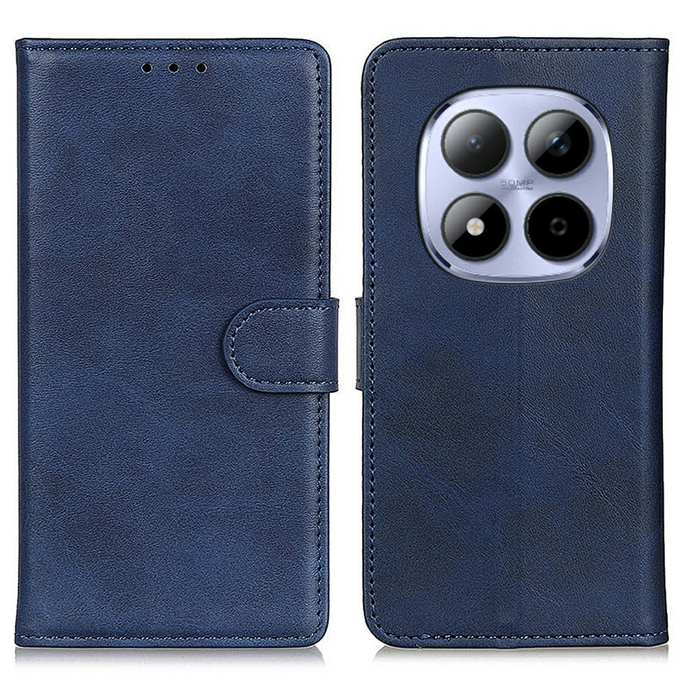 For Xiaomi Redmi Note 15 Pro 4G (Global) Case Cowhide Texture Leather Wallet Stand Phone Cover - Blue