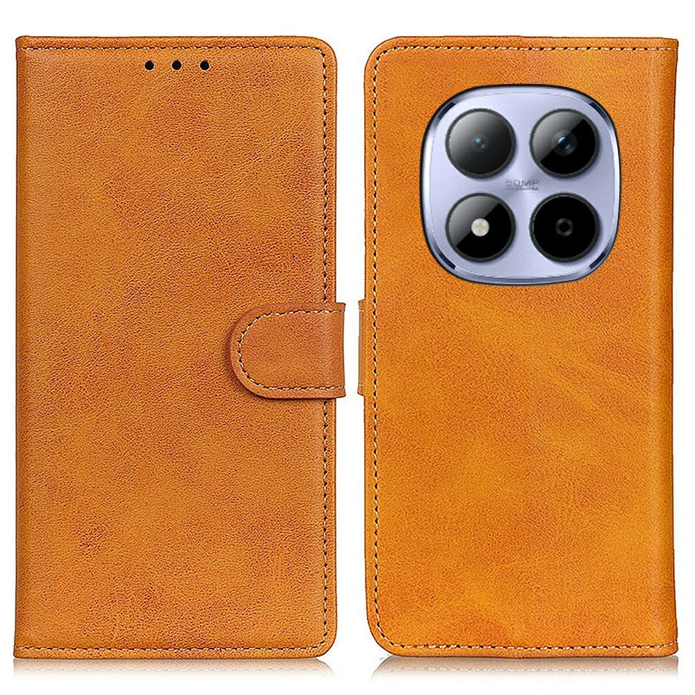 For Xiaomi Redmi Note 15 Pro 4G (Global) Case Cowhide Texture Leather Wallet Stand Phone Cover - Brown