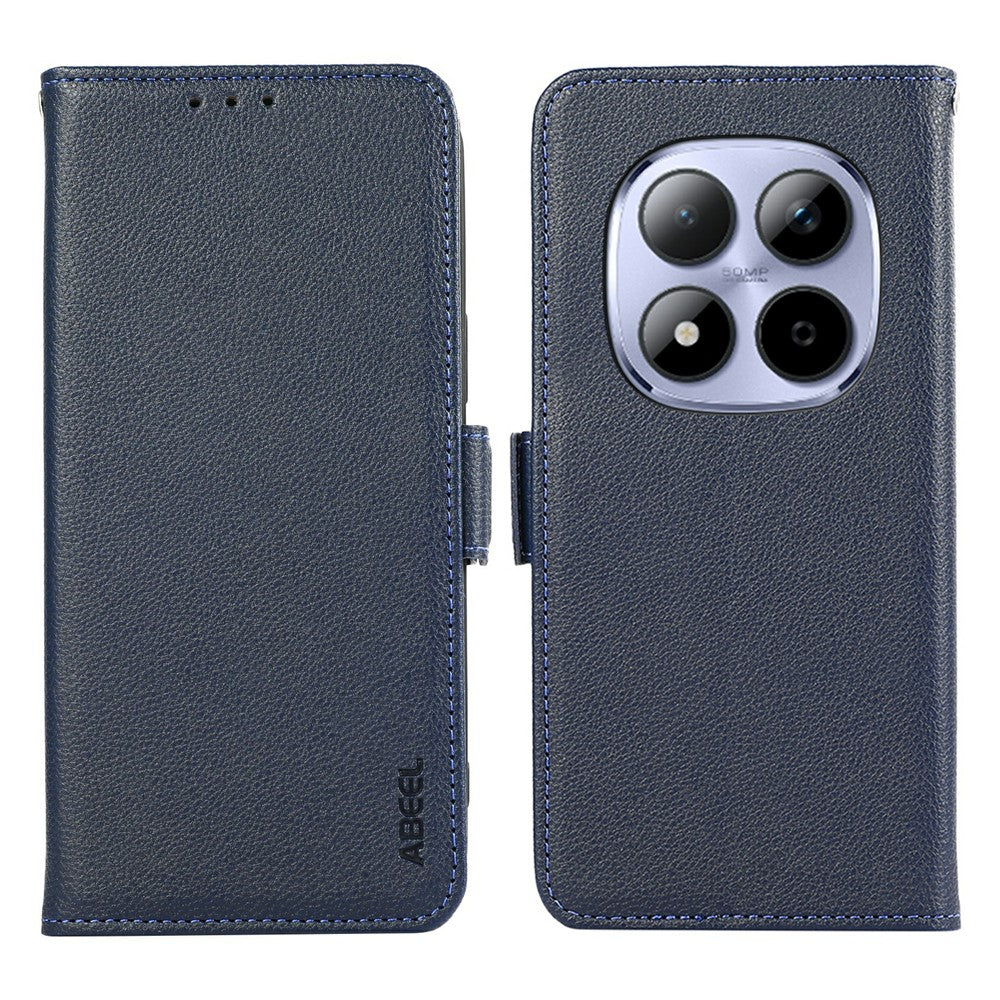 ABEEL For Xiaomi Redmi Note 15 Pro 4G (Global) Case Litchi Texture Leather RFID Blocking Phone Cover - Blue