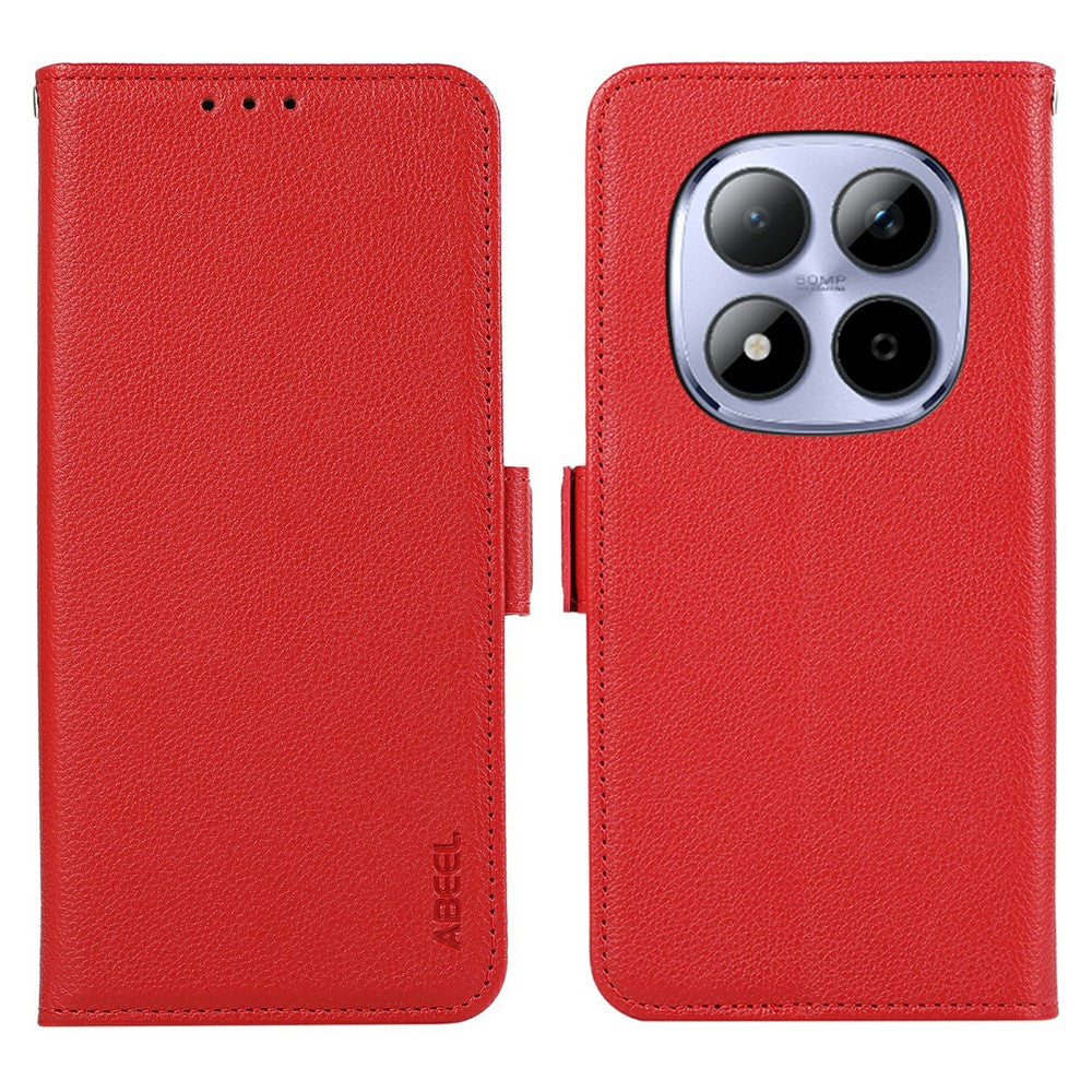 ABEEL For Xiaomi Redmi Note 15 Pro 4G (Global) Case Litchi Texture Leather RFID Blocking Phone Cover - Red