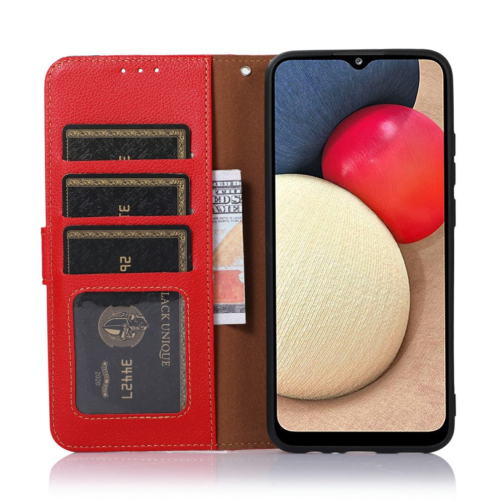 KHAZNEH For Xiaomi Redmi Note 15 Pro 4G (Global) Case RFID Blocking Wallet Litchi Texture PU Leather Phone Cover with Strap - Red