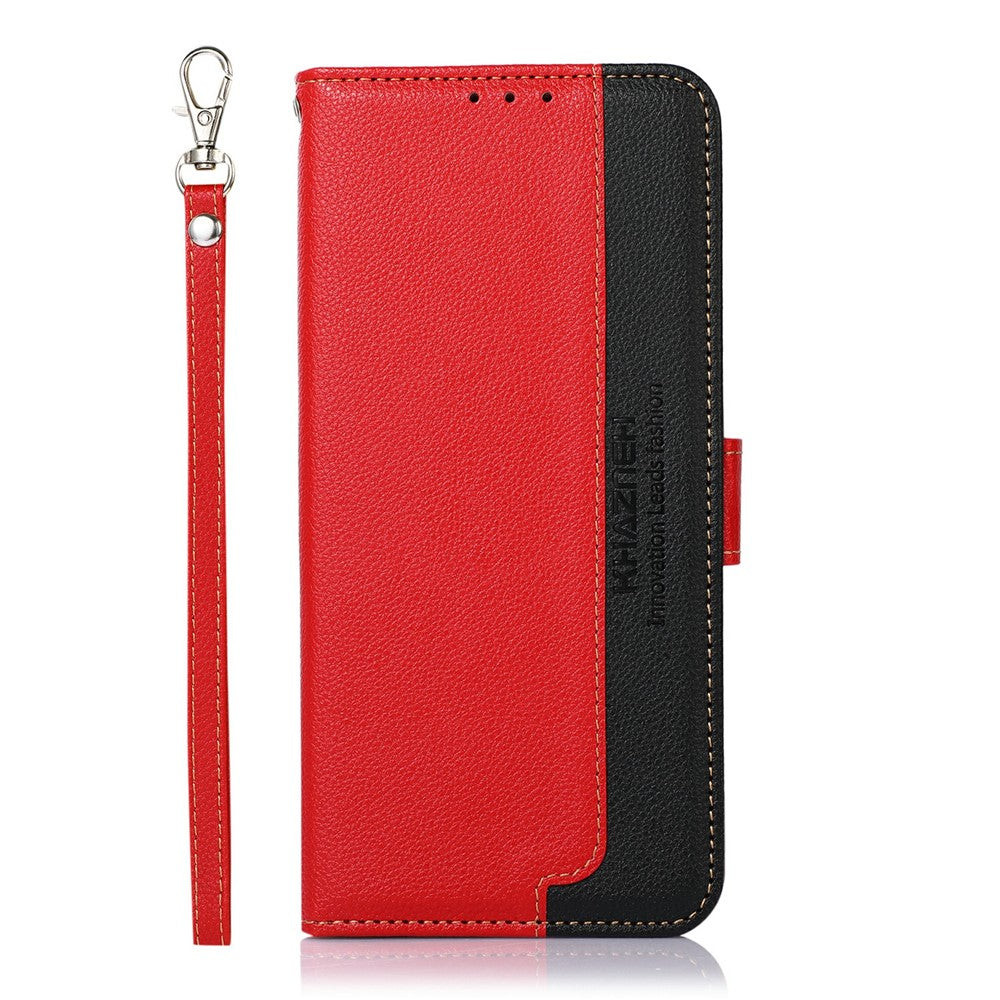 KHAZNEH For Xiaomi Redmi Note 15 Pro 4G (Global) Case RFID Blocking Wallet Litchi Texture PU Leather Phone Cover with Strap - Red