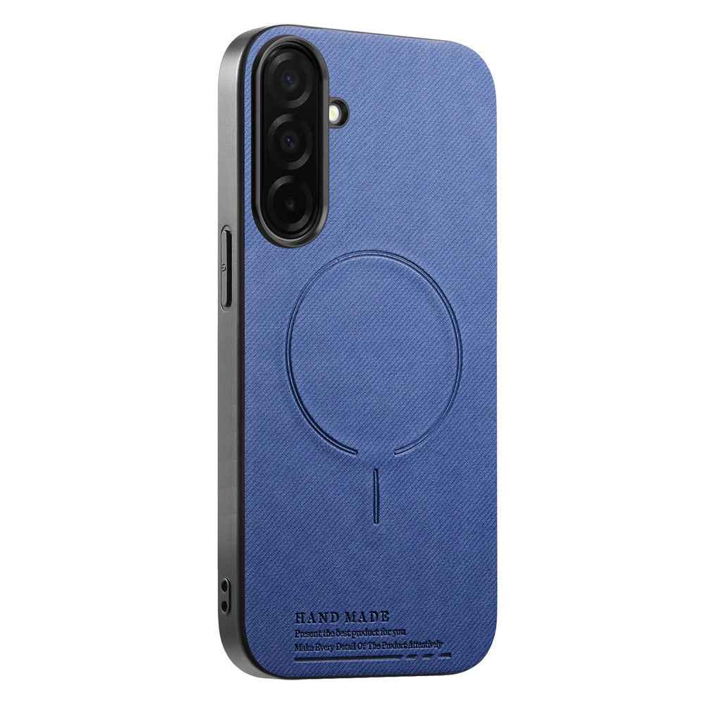 For Samsung Galaxy A57 5G Magnetic Case Cloth Texture PC + TPU + PU Leather Anti-Scratch Phone Cover - Blue