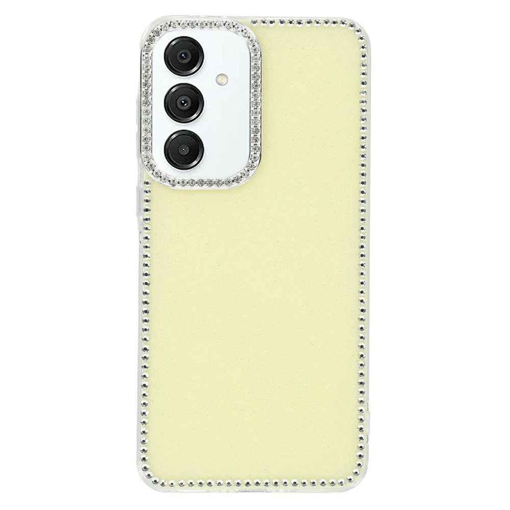For Samsung Galaxy A57 5G Case Rhinestone Edge Glitter Back TPU + PC IMD Phone Cover - Glitter Light Yellow