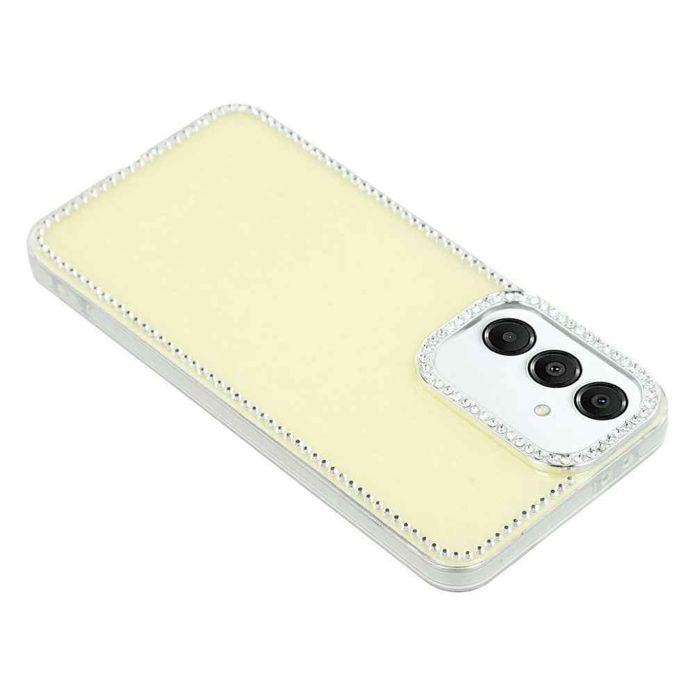 For Samsung Galaxy A57 5G Case Rhinestone Edge Glitter Back TPU + PC IMD Phone Cover - Glitter Light Yellow
