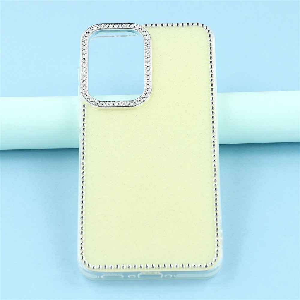 For Samsung Galaxy A57 5G Case Rhinestone Edge Glitter Back TPU + PC IMD Phone Cover - Glitter Light Yellow