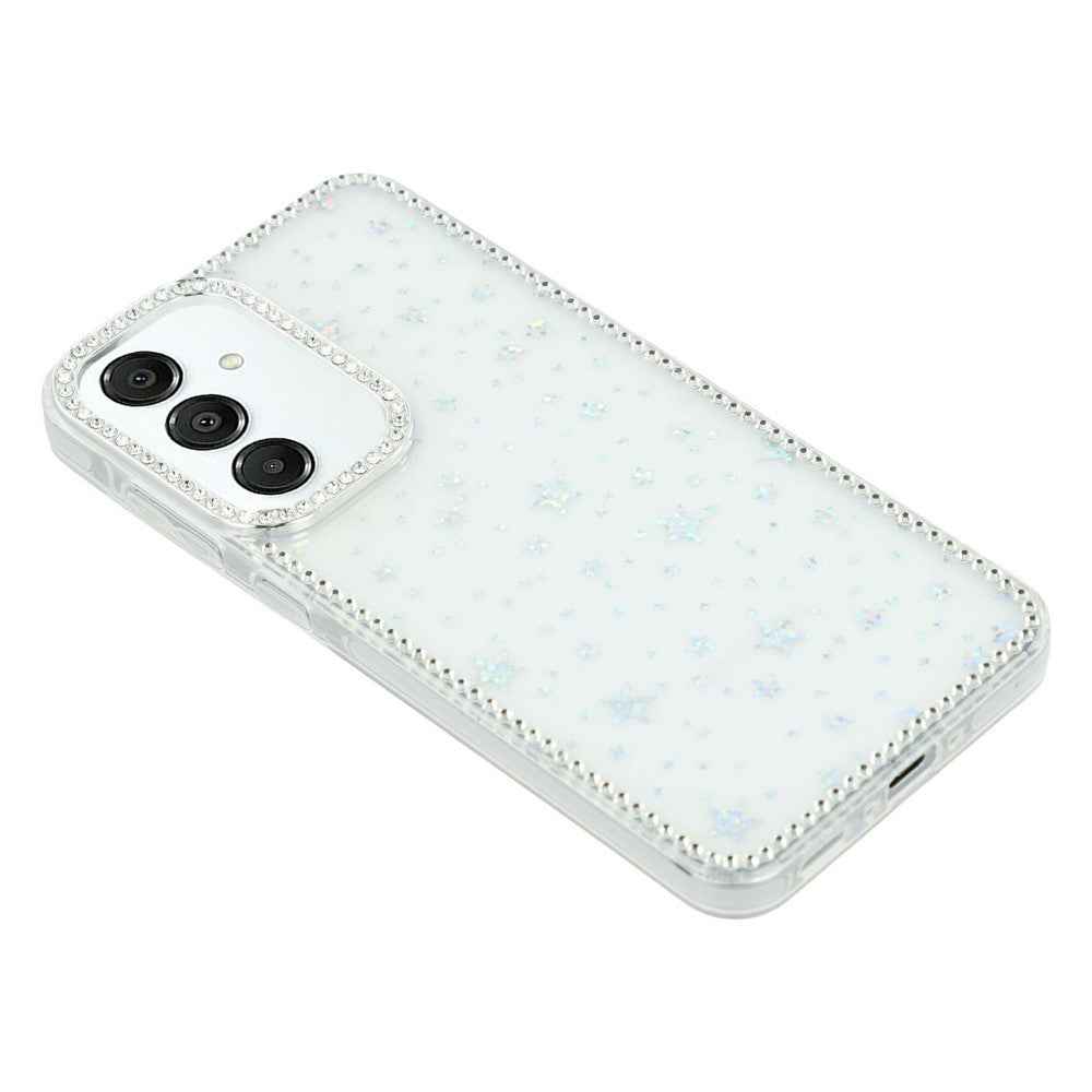 For Samsung Galaxy A57 5G Case Rhinestone Edge Glitter Back TPU + PC IMD Phone Cover - Starry Transparent