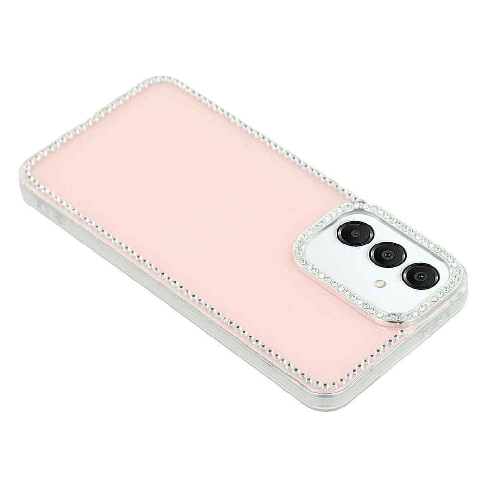 For Samsung Galaxy A57 5G Case Rhinestone Edge Glitter Back TPU + PC IMD Phone Cover - Glitter Light Pink