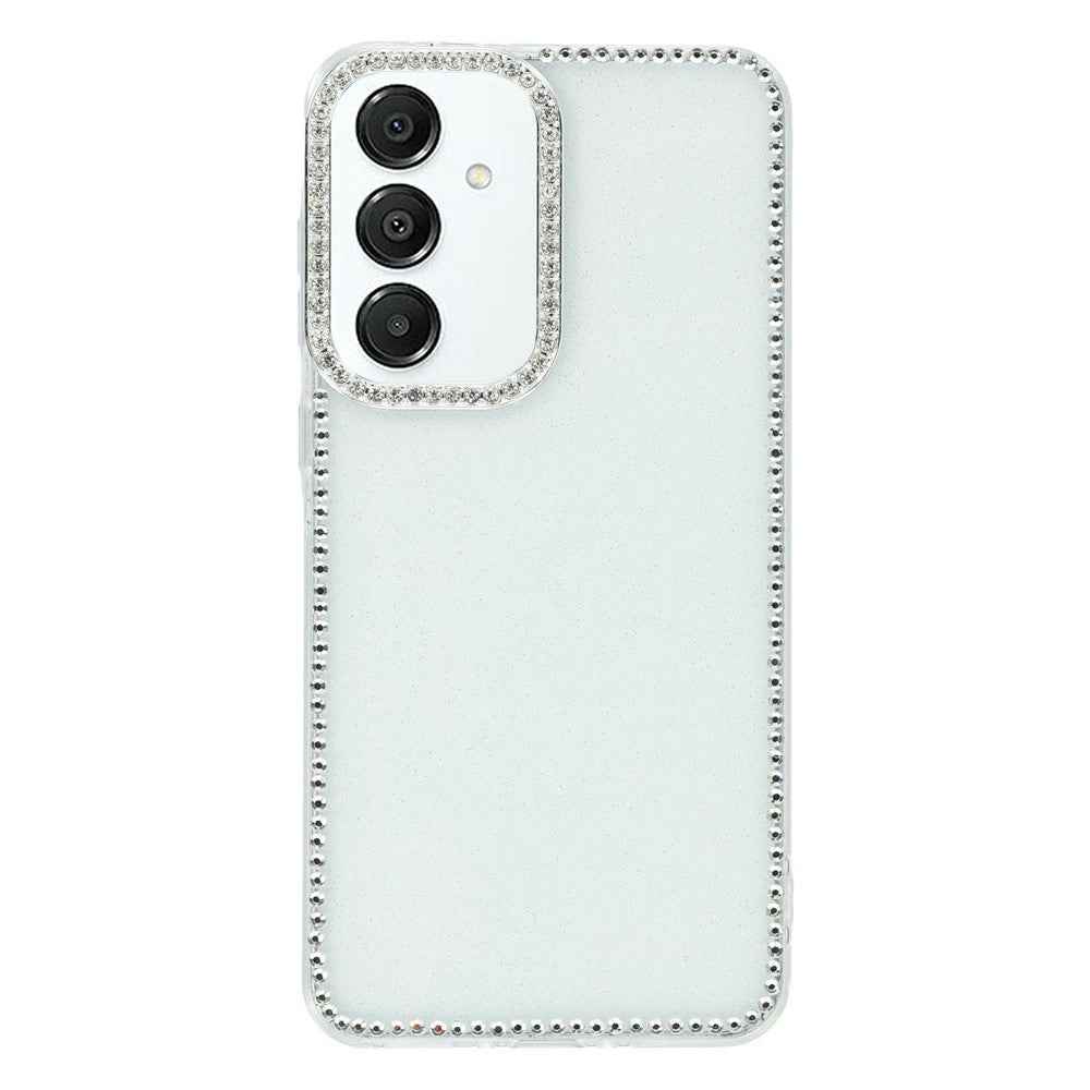 For Samsung Galaxy A57 5G Case Rhinestone Edge Glitter Back TPU + PC IMD Phone Cover - Glitter Transparent