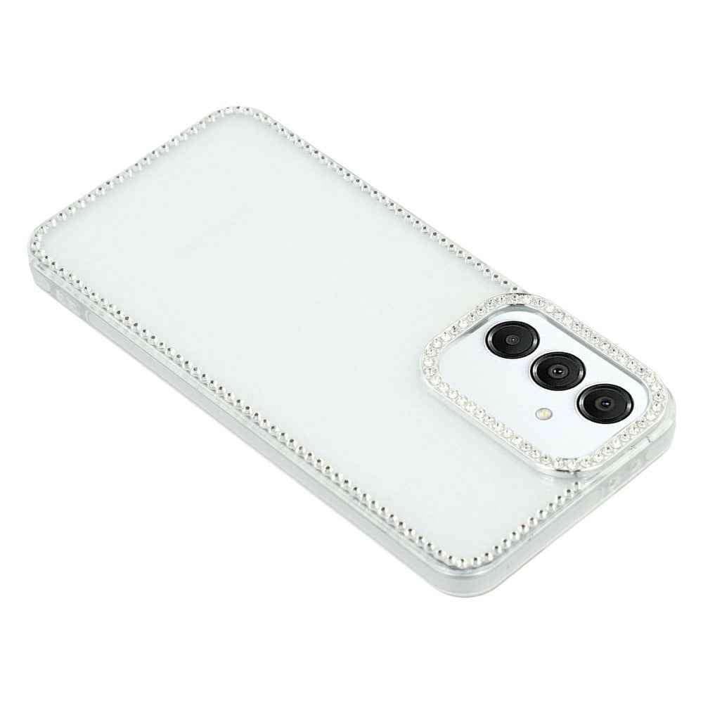 For Samsung Galaxy A57 5G Case Rhinestone Edge Glitter Back TPU + PC IMD Phone Cover - Glitter Transparent