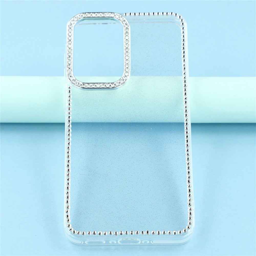 For Samsung Galaxy A57 5G Case Rhinestone Edge Glitter Back TPU + PC IMD Phone Cover - Glitter Transparent