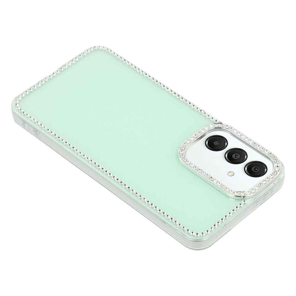 For Samsung Galaxy A57 5G Case Rhinestone Edge Glitter Back TPU + PC IMD Phone Cover - Glitter Light Green