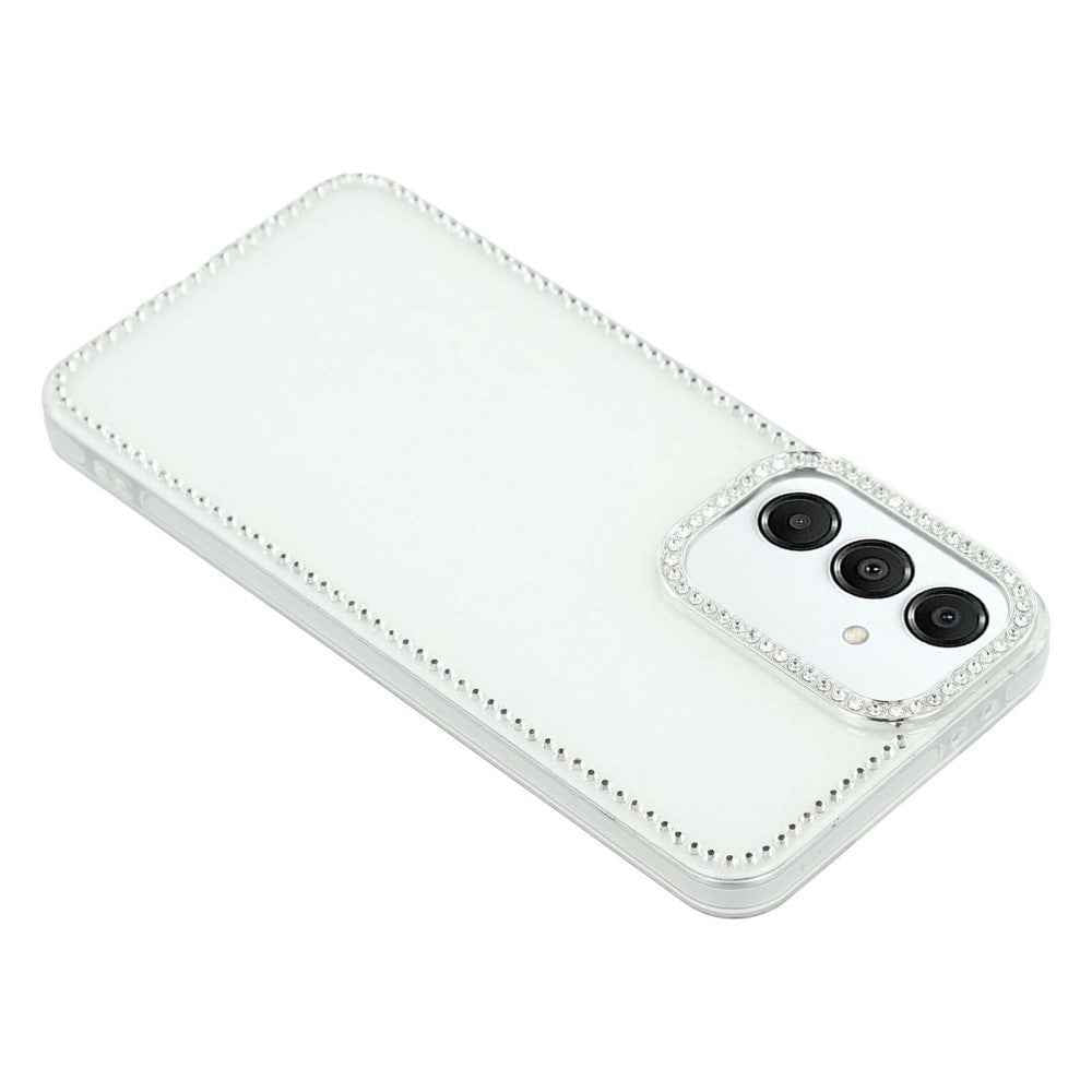 For Samsung Galaxy A57 5G Case Rhinestone Edge Glitter Back TPU + PC IMD Phone Cover - Glitter White