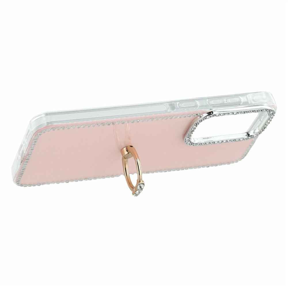 For Samsung Galaxy A57 5G Case with Ring Kickstand Rhinestone Edge TPU + PC IMD Phone Cover - Glitter Light Pink