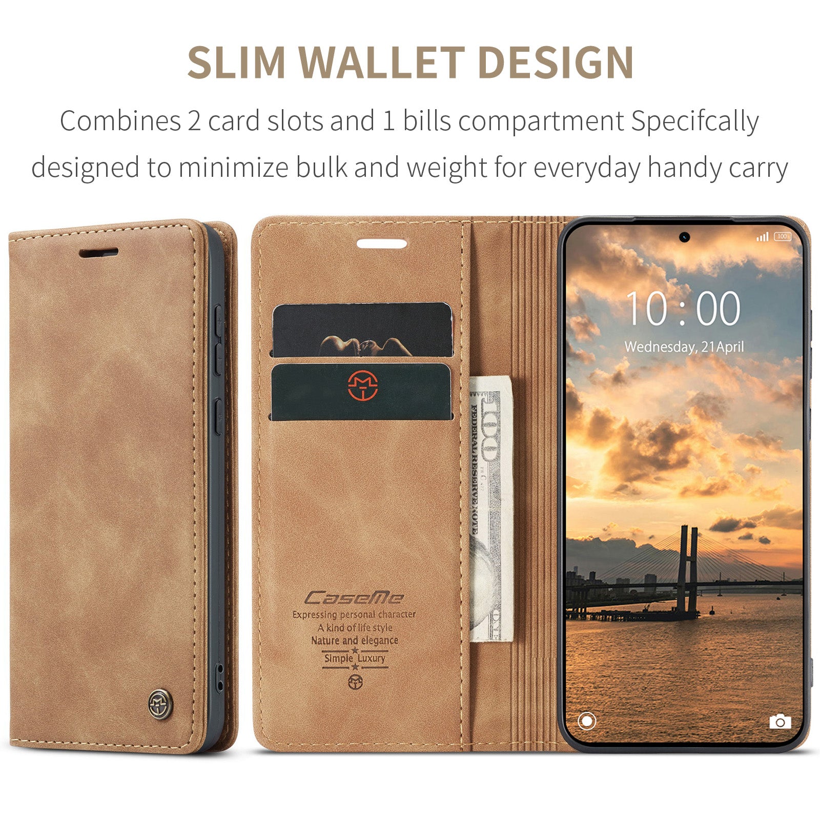 For Xiaomi Redmi Note 15 Pro 5G (Global) Wallet Case CASEME 013 Series PU Leather Phone Cover Stand - Brown