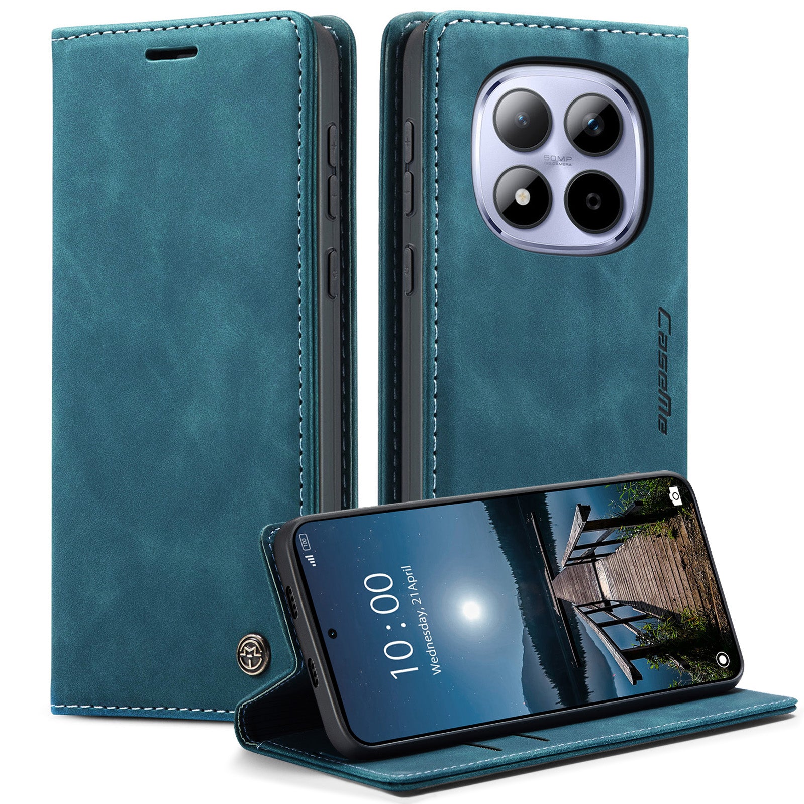 For Xiaomi Redmi Note 15 Pro 5G (Global) Wallet Case CASEME 013 Series PU Leather Phone Cover Stand - Blue