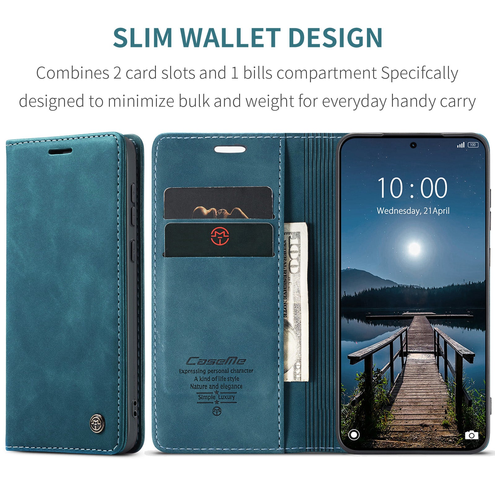 For Xiaomi Redmi Note 15 Pro 5G (Global) Wallet Case CASEME 013 Series PU Leather Phone Cover Stand - Blue