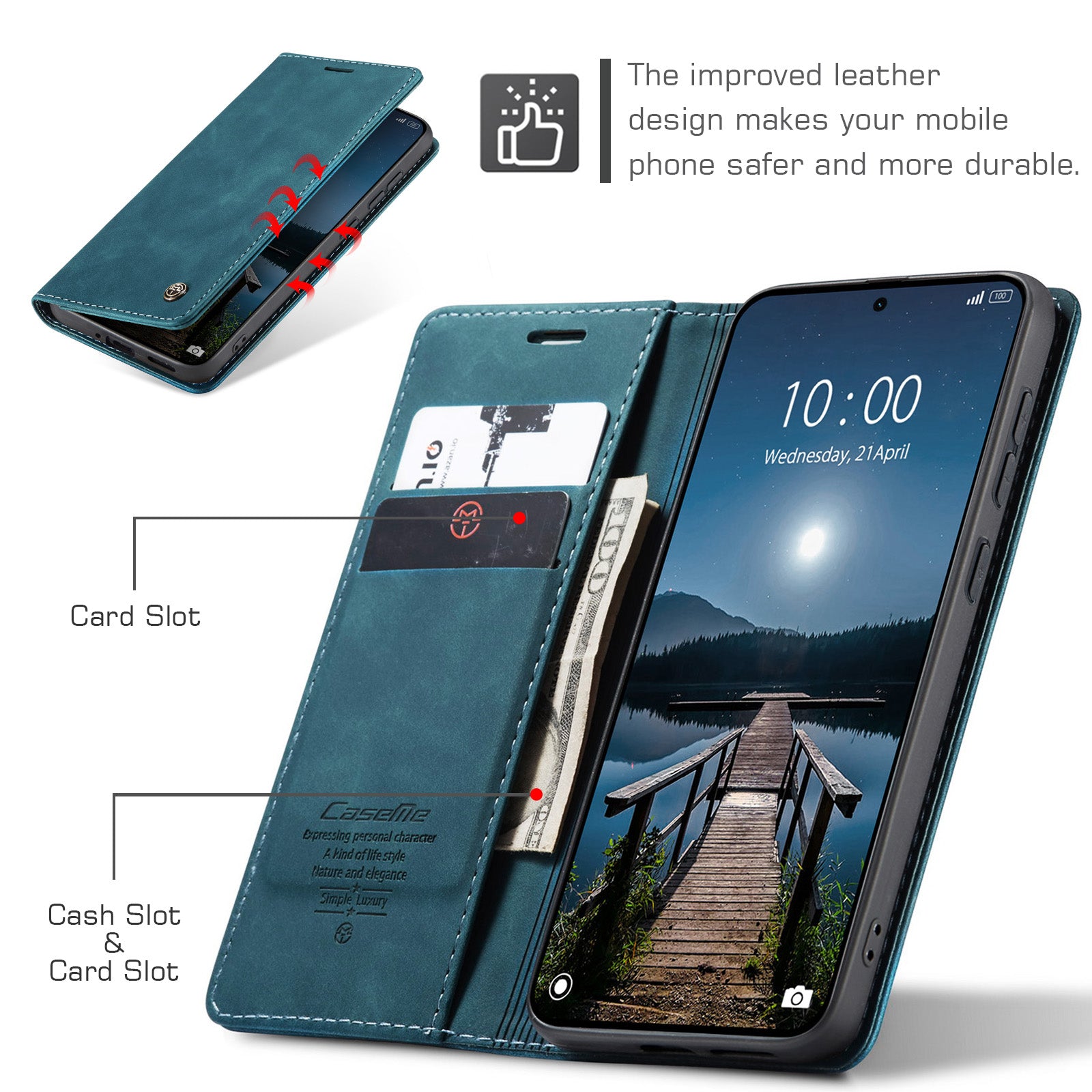 For Xiaomi Redmi Note 15 Pro 5G (Global) Wallet Case CASEME 013 Series PU Leather Phone Cover Stand - Blue