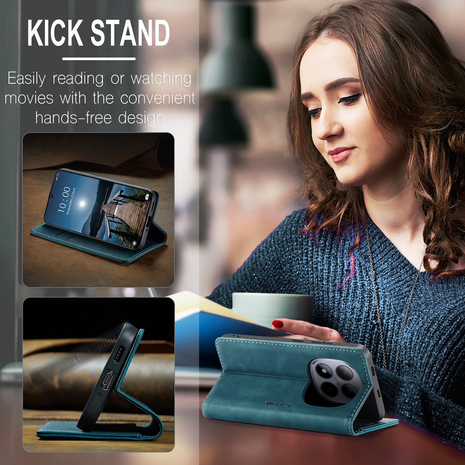 For Xiaomi Redmi Note 15 Pro 5G (Global) Wallet Case CASEME 013 Series PU Leather Phone Cover Stand - Blue