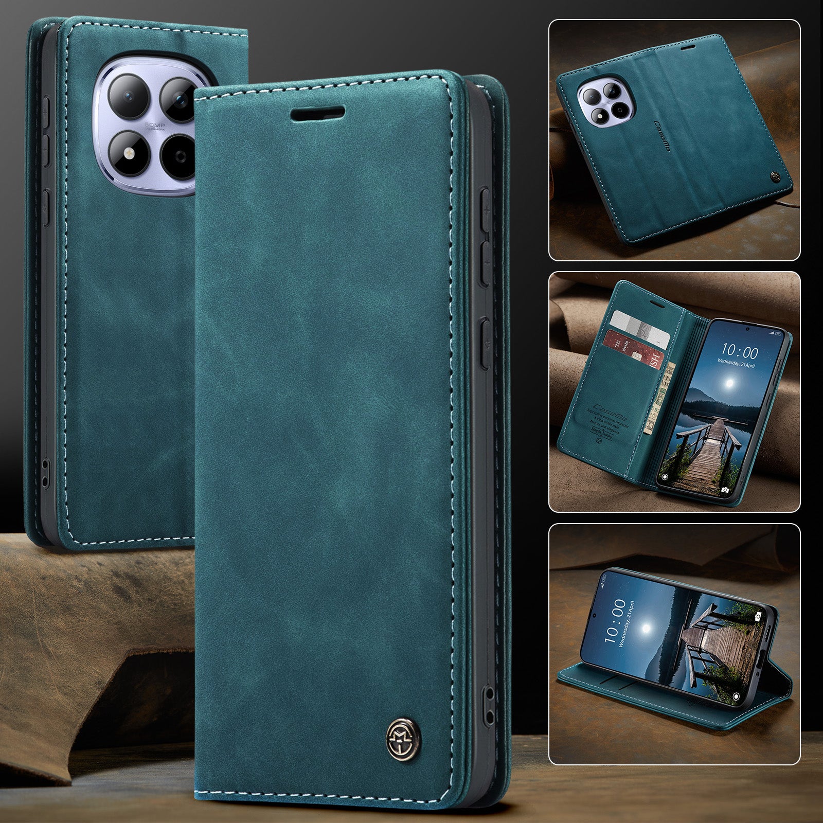 For Xiaomi Redmi Note 15 Pro 5G (Global) Wallet Case CASEME 013 Series PU Leather Phone Cover Stand - Blue