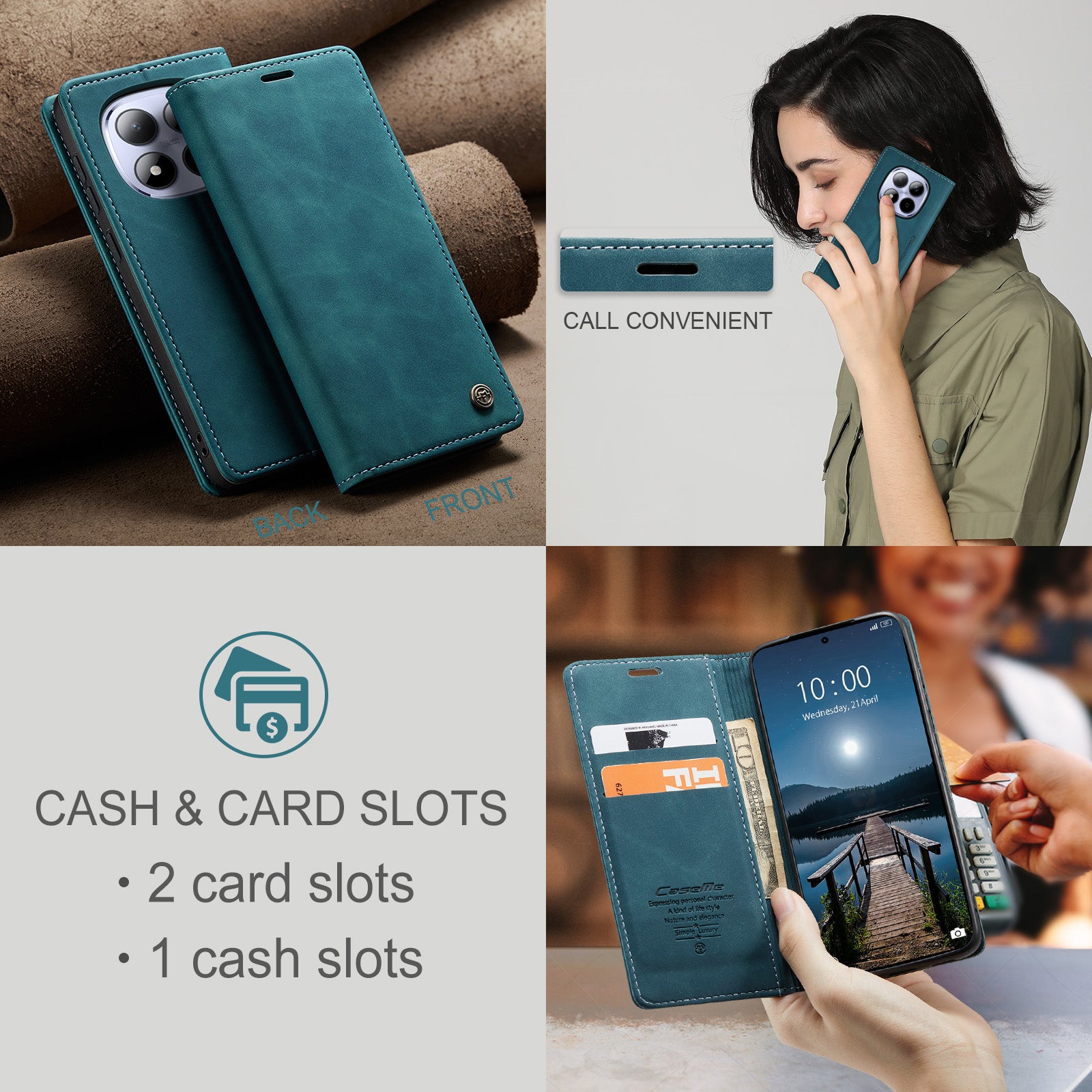 For Xiaomi Redmi Note 15 Pro 5G (Global) Wallet Case CASEME 013 Series PU Leather Phone Cover Stand - Blue