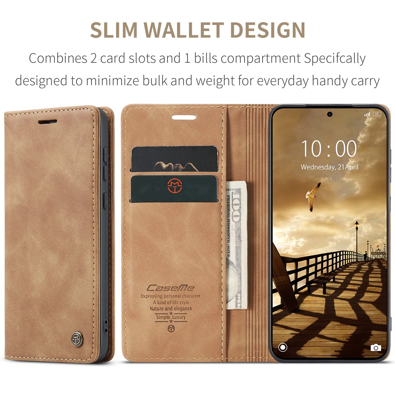 For Xiaomi Redmi Note 15 Pro 4G (Global) Wallet Case CASEME 013 Series PU Leather Phone Cover Stand - Brown