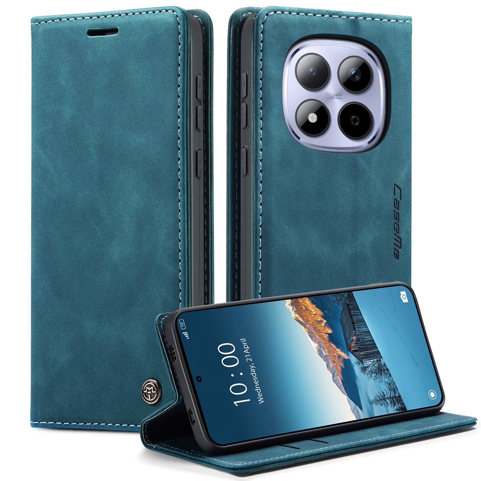 For Xiaomi Redmi Note 15 Pro 4G (Global) Wallet Case CASEME 013 Series PU Leather Phone Cover Stand - Blue