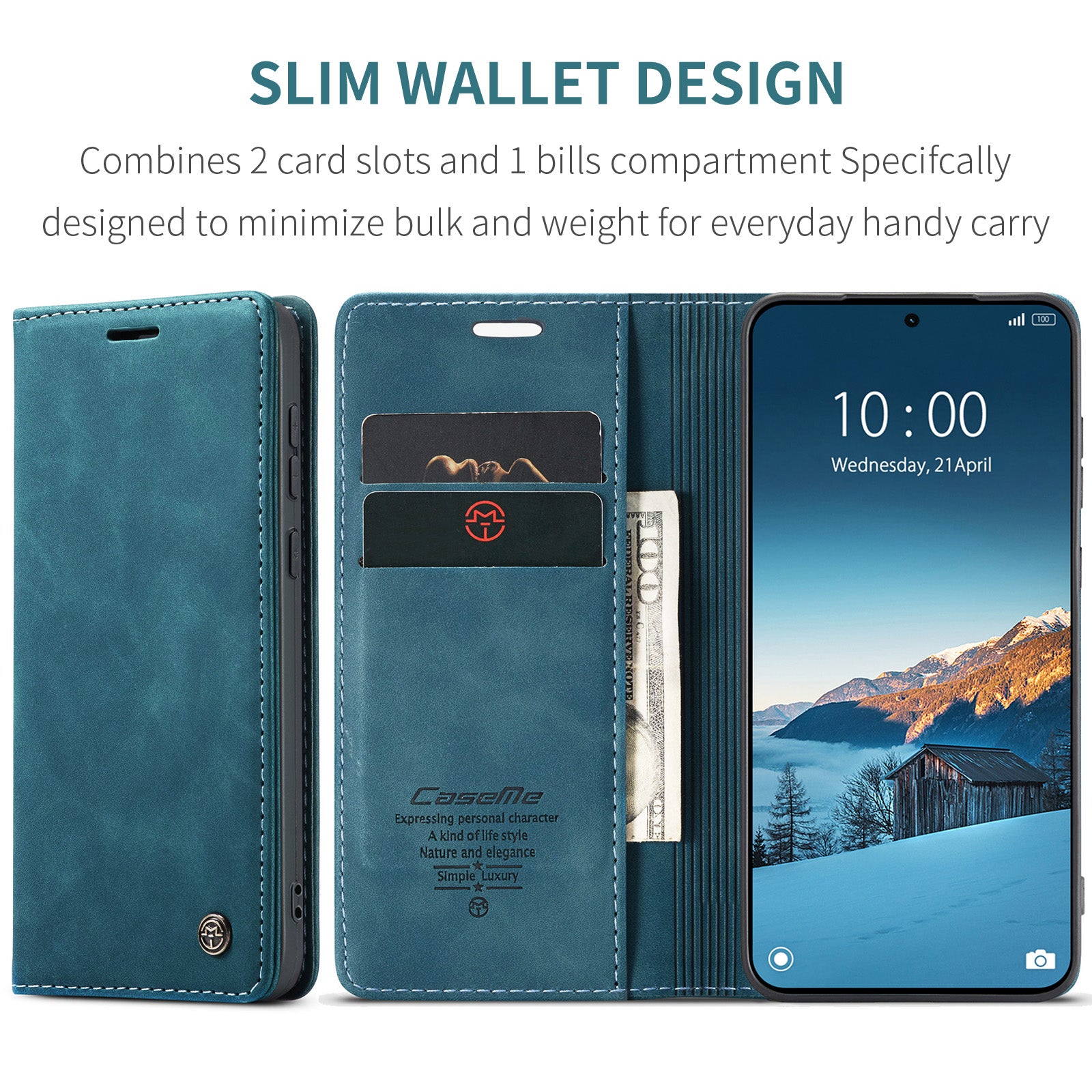 For Xiaomi Redmi Note 15 Pro 4G (Global) Wallet Case CASEME 013 Series PU Leather Phone Cover Stand - Blue