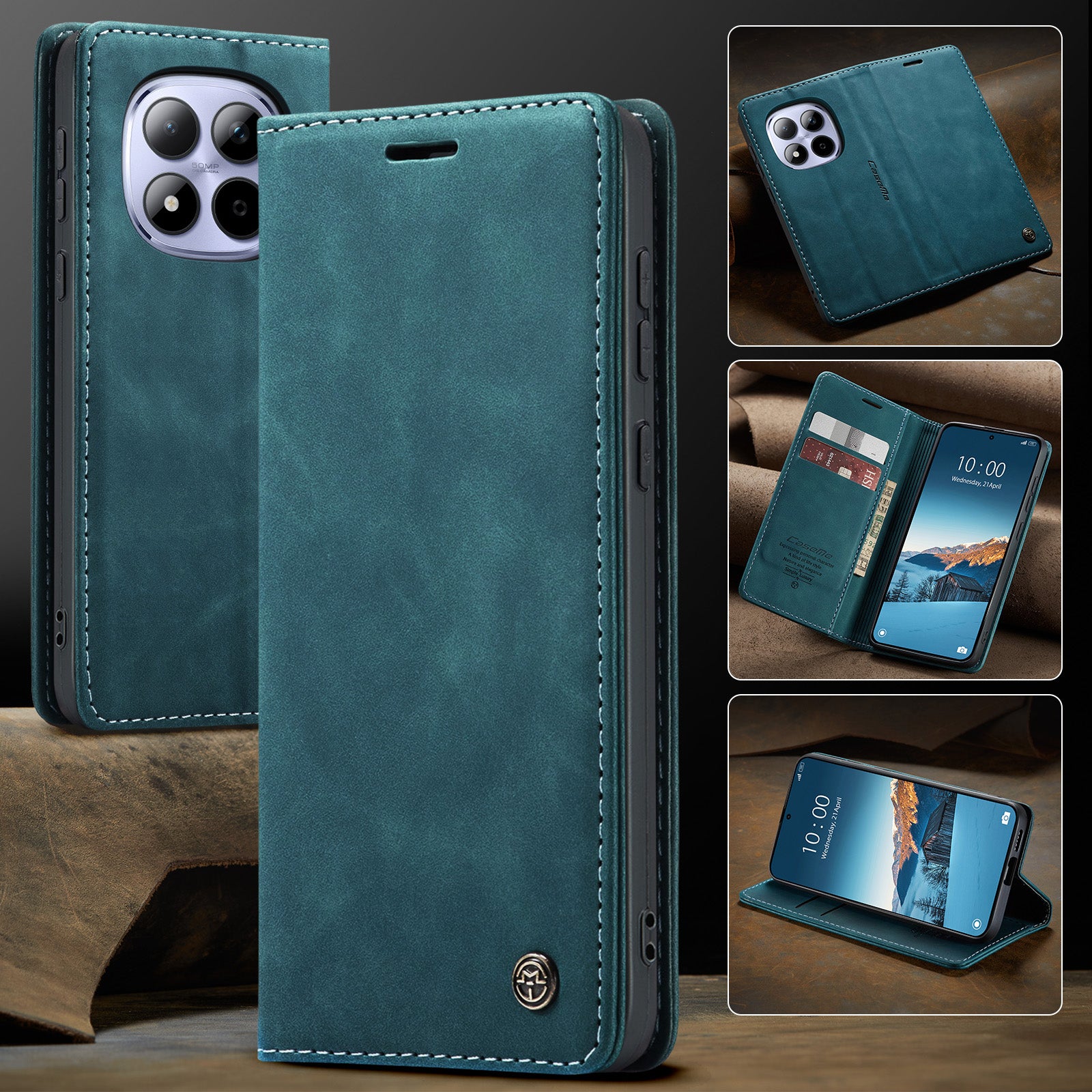 For Xiaomi Redmi Note 15 Pro 4G (Global) Wallet Case CASEME 013 Series PU Leather Phone Cover Stand - Blue