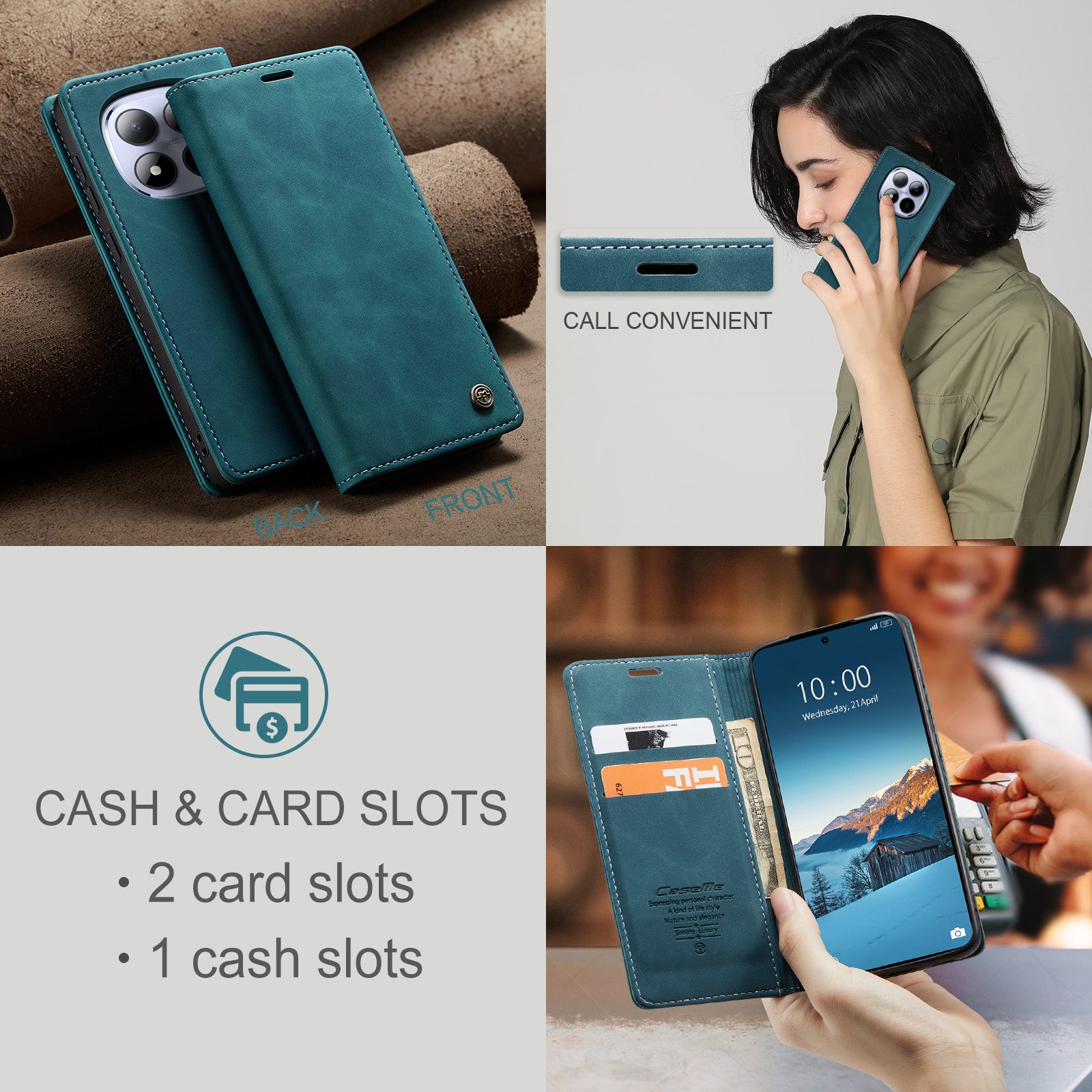 For Xiaomi Redmi Note 15 Pro 4G (Global) Wallet Case CASEME 013 Series PU Leather Phone Cover Stand - Blue