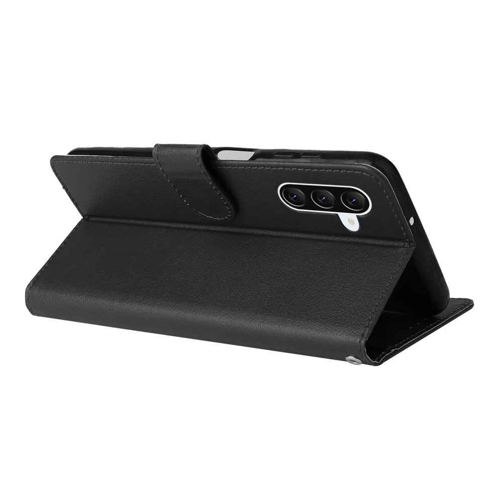 For Samsung Galaxy A57 5G Case Wallet Stand PU Leather Phone Cover with Wrist Strap - Black