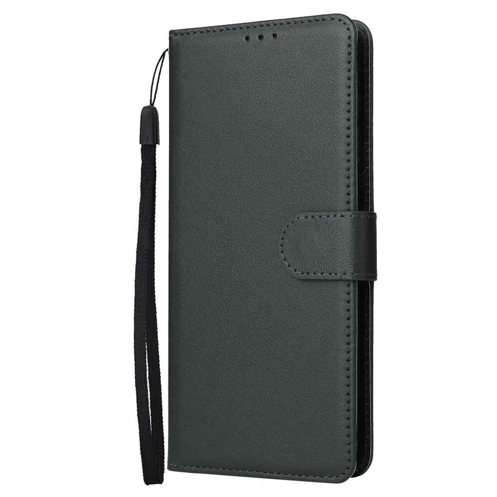 For Samsung Galaxy A57 5G Case Wallet Stand PU Leather Phone Cover with Wrist Strap - Black