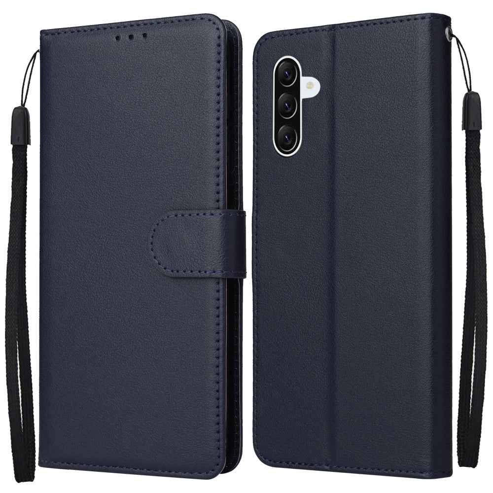 For Samsung Galaxy A57 5G Case Wallet Stand PU Leather Phone Cover with Wrist Strap - Blue